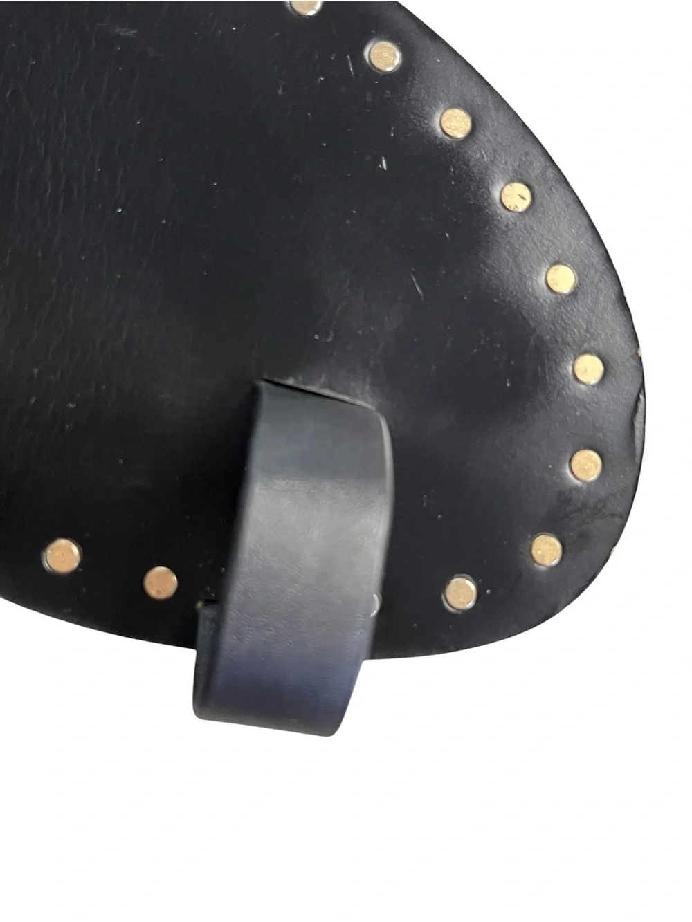 Tory Burch Ravello Black Leather Toe Ring Gold-Tone Studded Sandals Sz 8